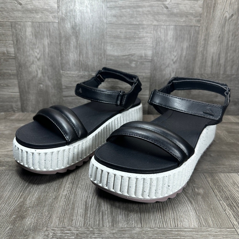 Reef Sandal Vista Higher Raya Women 10 Black Platform Padded Strap NEW B-25 - Picture 3 of 8
